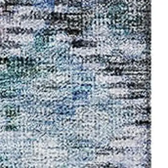 Blue Ivory And Taupe Abstract Geometric Washable Area Rug With UV Protection Photo 3