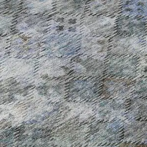 Photo of Blue Ivory And Taupe Abstract Geometric Washable Area Rug With UV Protection