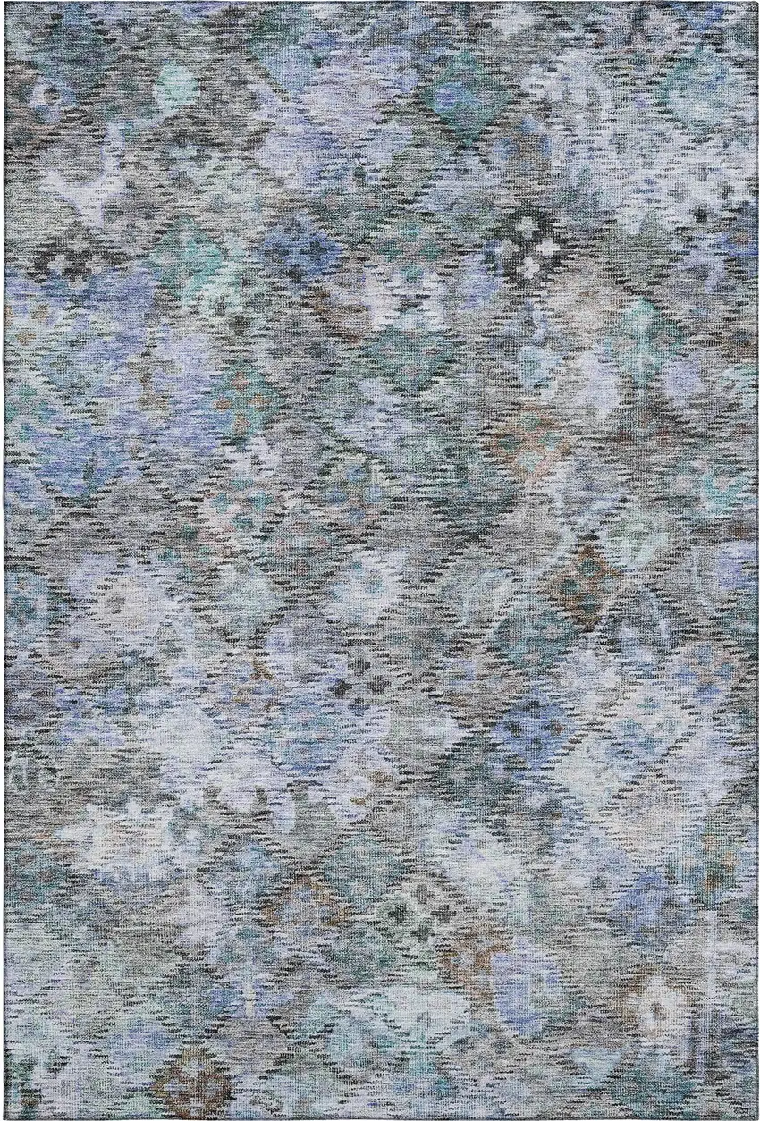 Blue Ivory And Taupe Abstract Geometric Washable Area Rug With UV Protection Photo 5