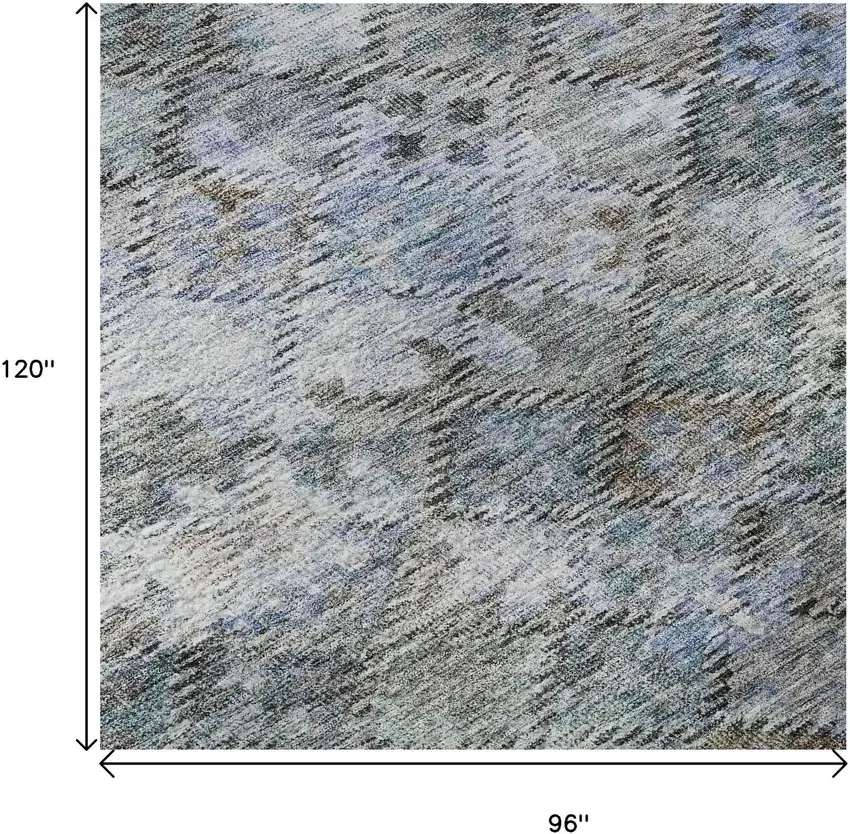 Blue Ivory And Taupe Abstract Geometric Washable Area Rug With UV Protection Photo 8