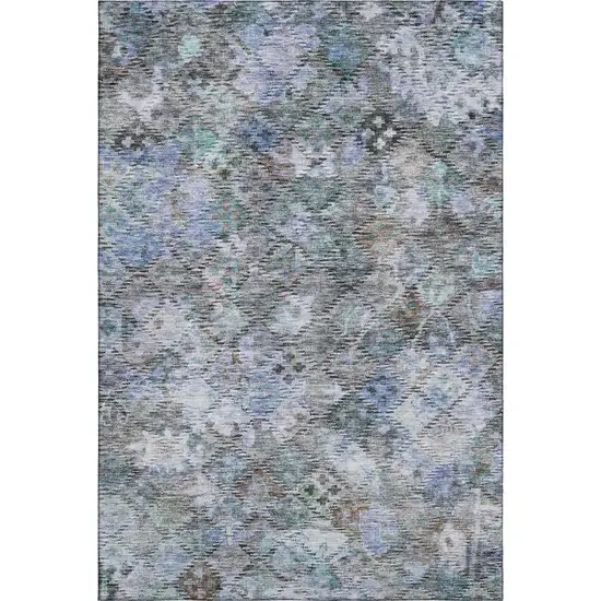 Blue Ivory And Taupe Abstract Geometric Washable Area Rug With UV Protection Photo 4