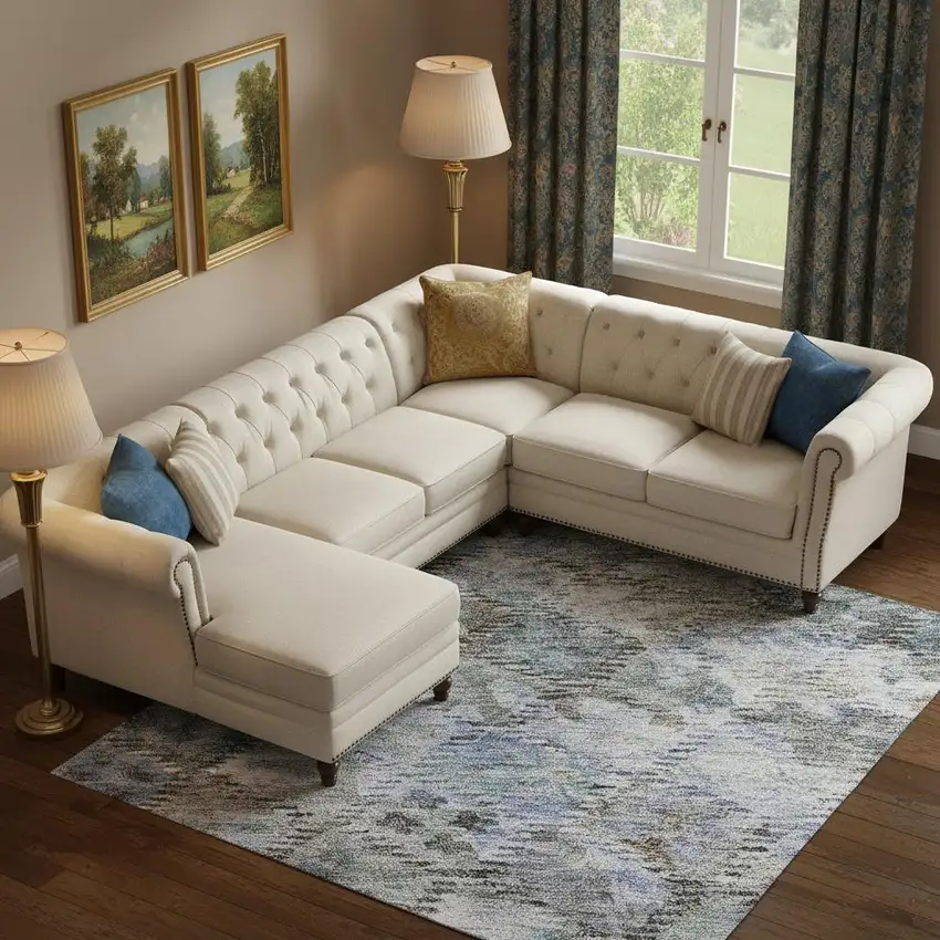 Blue Ivory And Taupe Abstract Geometric Washable Area Rug With UV Protection Photo 2