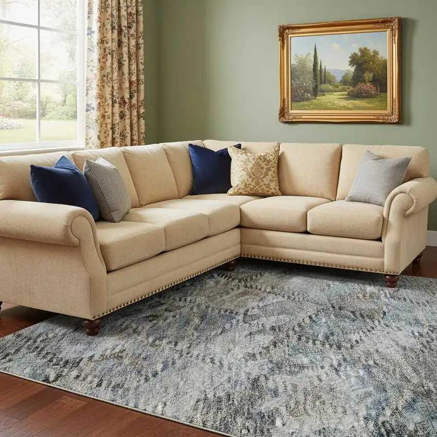 Blue Ivory And Taupe Abstract Geometric Washable Area Rug With UV Protection Photo 2