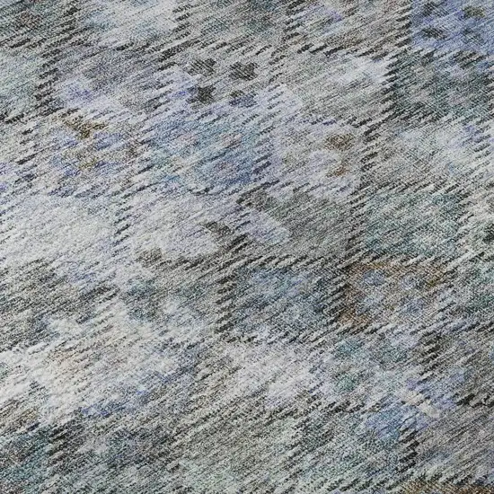 Blue Ivory And Taupe Abstract Geometric Washable Area Rug With UV Protection Photo 1