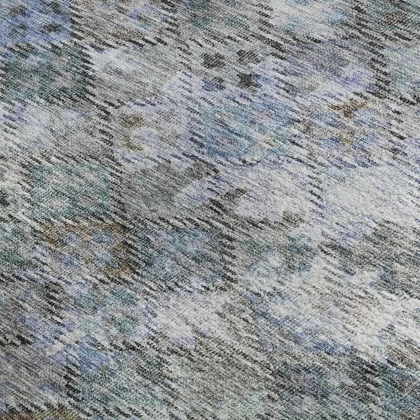 Blue Ivory And Taupe Abstract Geometric Washable Area Rug With UV Protection Photo 2