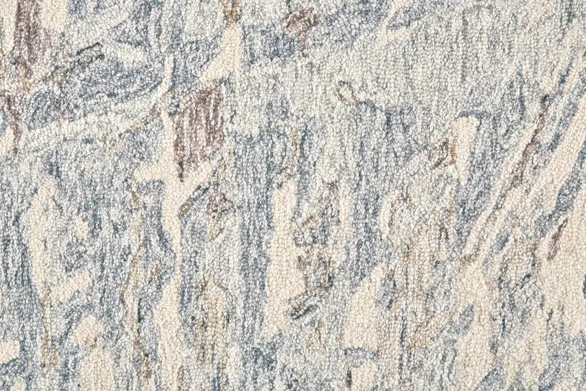 Blue Ivory And Taupe Wool Abstract Tufted Handmade Stain Resistant Area Rug Photo 9