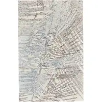 Photo of Blue Ivory And Taupe Wool Abstract Tufted Handmade Stain Resistant Area Rug