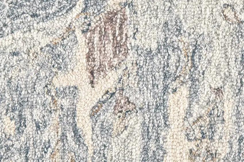 Blue Ivory And Taupe Wool Abstract Tufted Handmade Stain Resistant Area Rug Photo 8