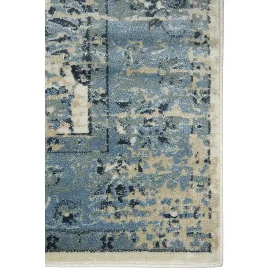 Ivory And Sky Blue Oriental Area Rug Photo 4