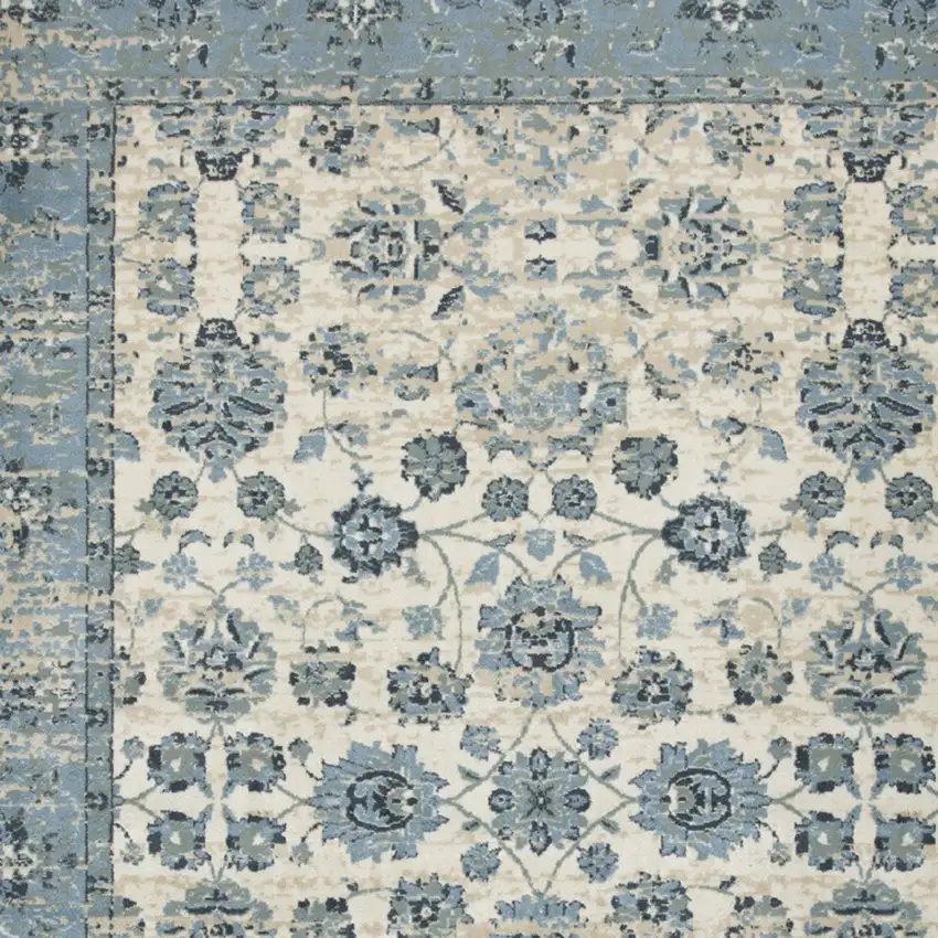 Ivory And Sky Blue Oriental Area Rug Photo 5