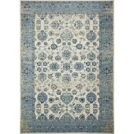 Ivory And Sky Blue Oriental Area Rug Photo 2