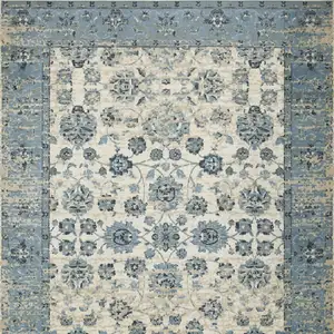 Photo of Blue Ivory Distressed Oriental Area Rug