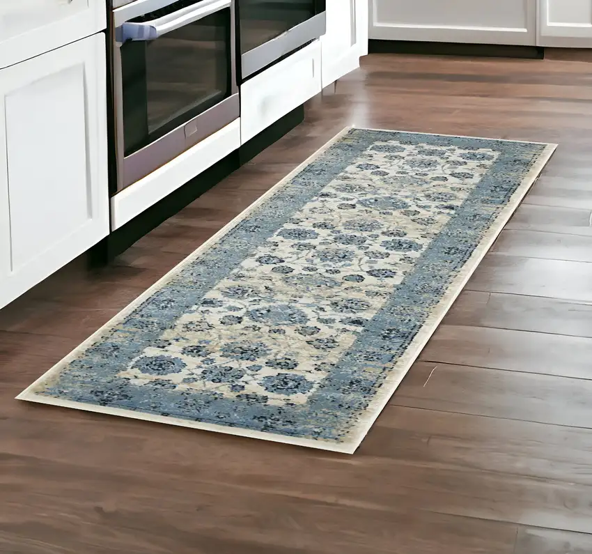 Ivory Oriental Runner Rug Photo 2