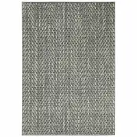 Photo of Blue Ivory Grey And Light Blue Geometric Power Loom Stain Resistant Area Rug