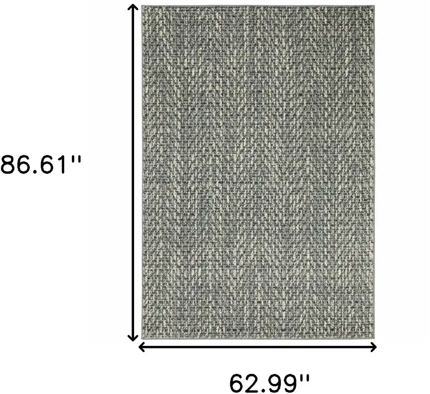 Blue Ivory Grey And Light Blue Geometric Power Loom Stain Resistant Area Rug Photo 10