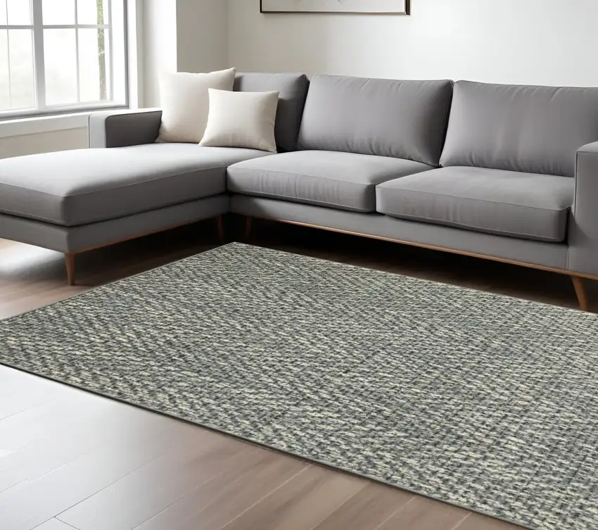 Gray and Ivory Geometric Power Loom Area Rug Photo 1