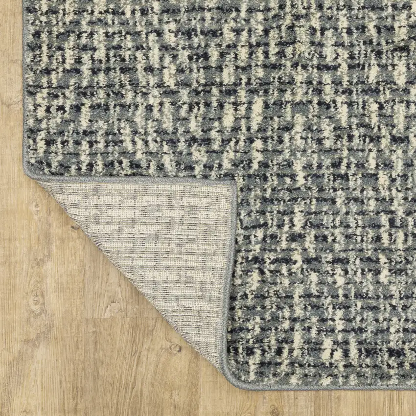 Blue Ivory Grey And Light Blue Geometric Power Loom Stain Resistant Area Rug Photo 7