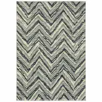 Photo of Blue Ivory Grey Beige And Light Blue Geometric Power Loom Stain Resistant Area Rug