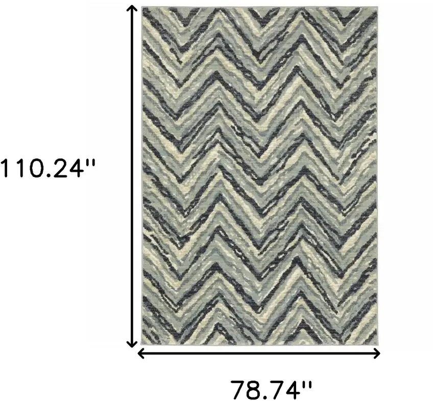 Blue Ivory Grey Beige And Light Blue Geometric Power Loom Stain Resistant Area Rug Photo 10