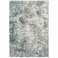 Photo of Blue Ivory Grey Brown Beige And Light Blue Abstract Power Loom Stain Resistant Area Rug