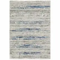 Photo of Blue Ivory Grey Light Blue And Brown Abstract Power Loom Stain Resistant Area Rug