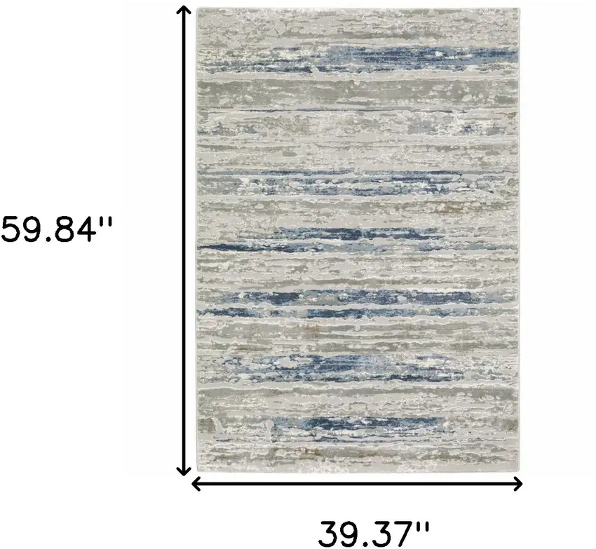 Blue Ivory Grey Light Blue And Brown Abstract Power Loom Stain Resistant Area Rug Photo 10
