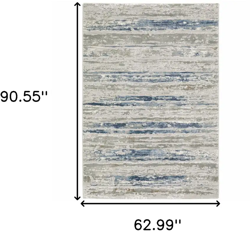 Blue Ivory Grey Light Blue And Brown Abstract Power Loom Stain Resistant Area Rug Photo 10