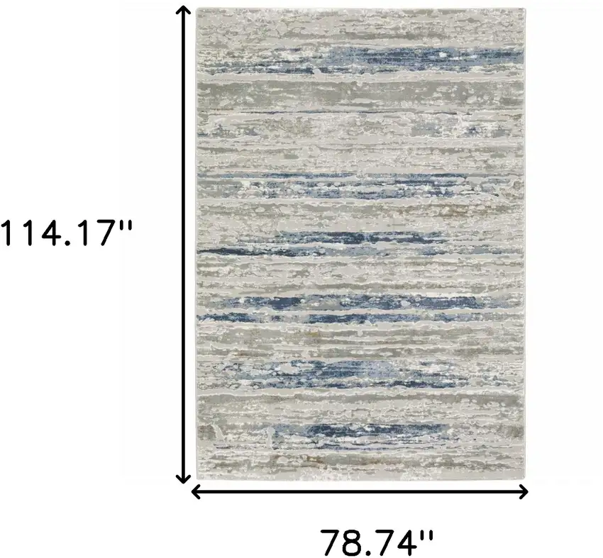 Blue Ivory Grey Light Blue And Brown Abstract Power Loom Stain Resistant Area Rug Photo 10