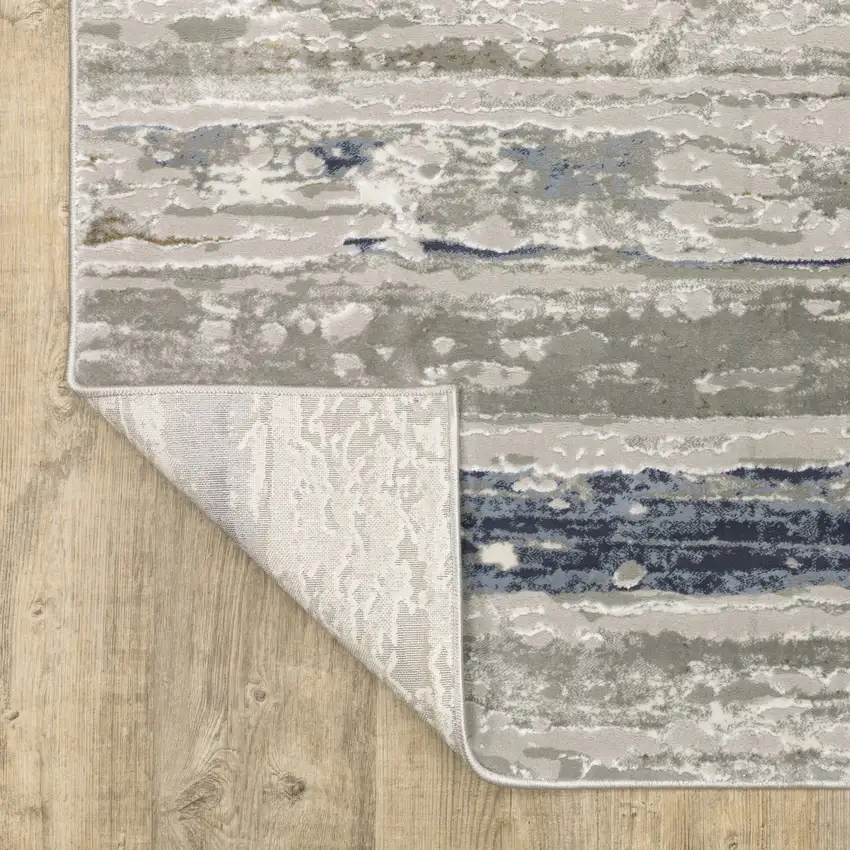 Blue Ivory Grey Light Blue And Brown Abstract Power Loom Stain Resistant Area Rug Photo 6