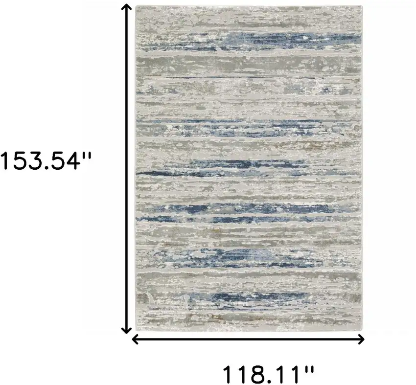 Blue Ivory Grey Light Blue And Brown Abstract Power Loom Stain Resistant Area Rug Photo 10