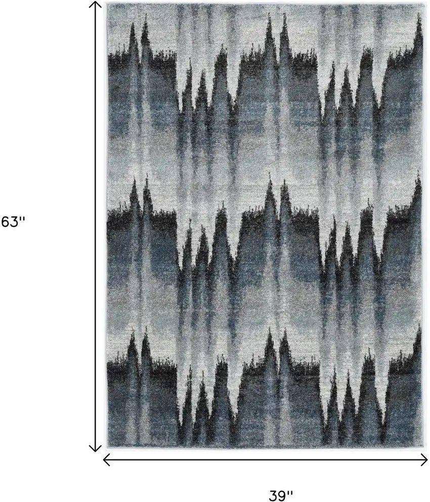 Ivory Blue And Gray Abstract Area Rug Photo 3