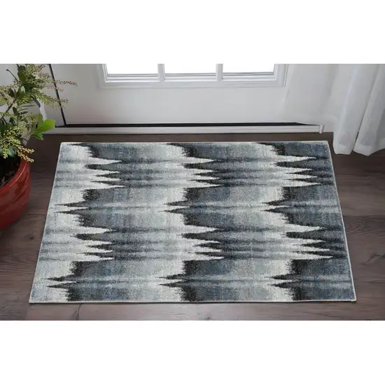Ivory Blue And Gray Abstract Area Rug Photo 1