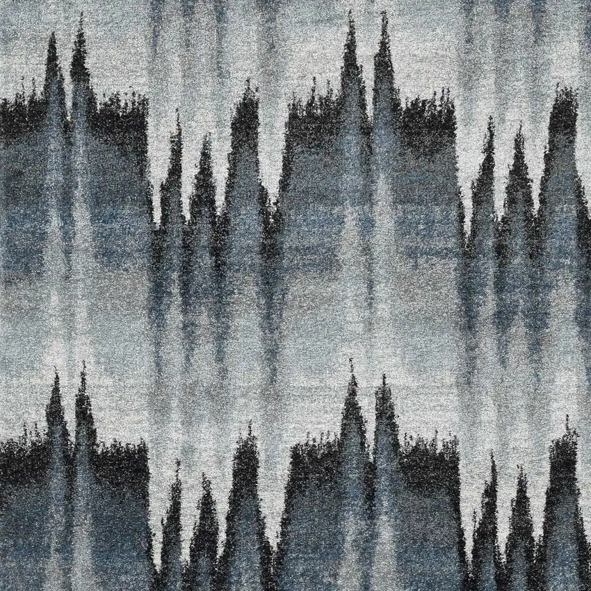 Blue Ivory Machine Woven Abstract Pulse Area Rug Photo 1