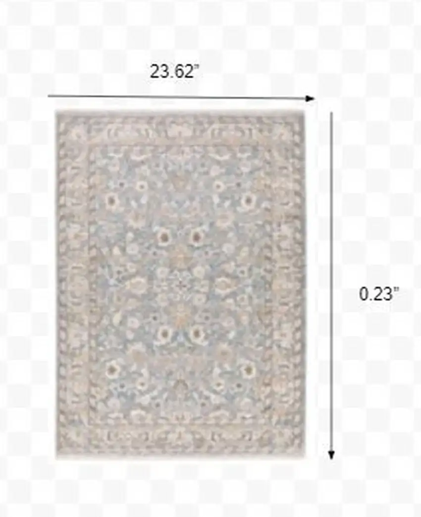 Blue Ivory Machine Woven Floral Oriental Indoor Area Rug Photo 3