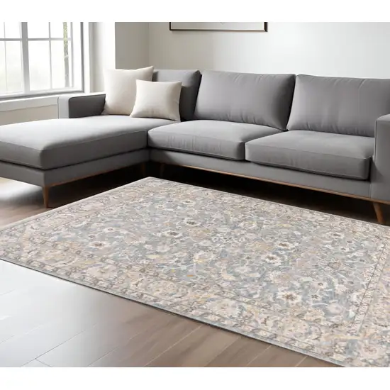 Blue And Ivory Oriental Distressed Area Rug Photo 1
