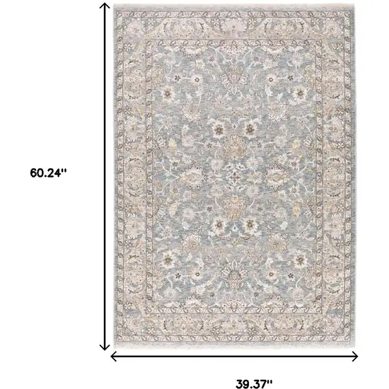 Blue And Ivory Oriental Distressed Area Rug Photo 7