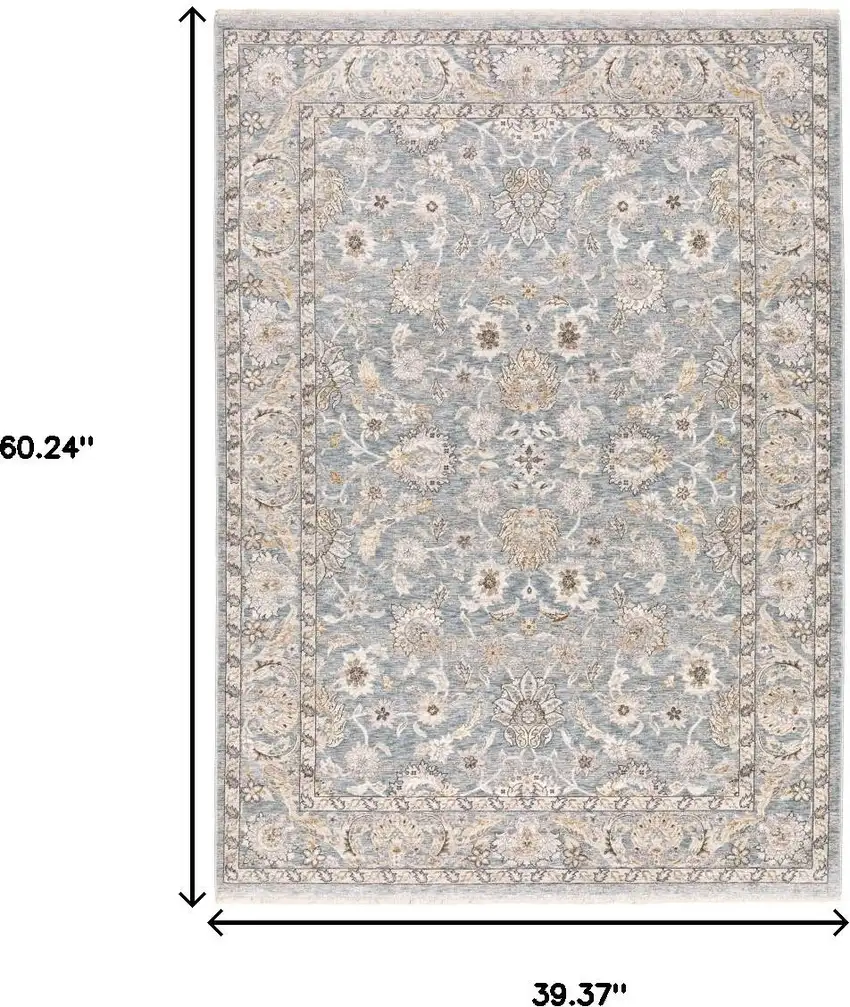Blue And Ivory Oriental Distressed Area Rug Photo 7
