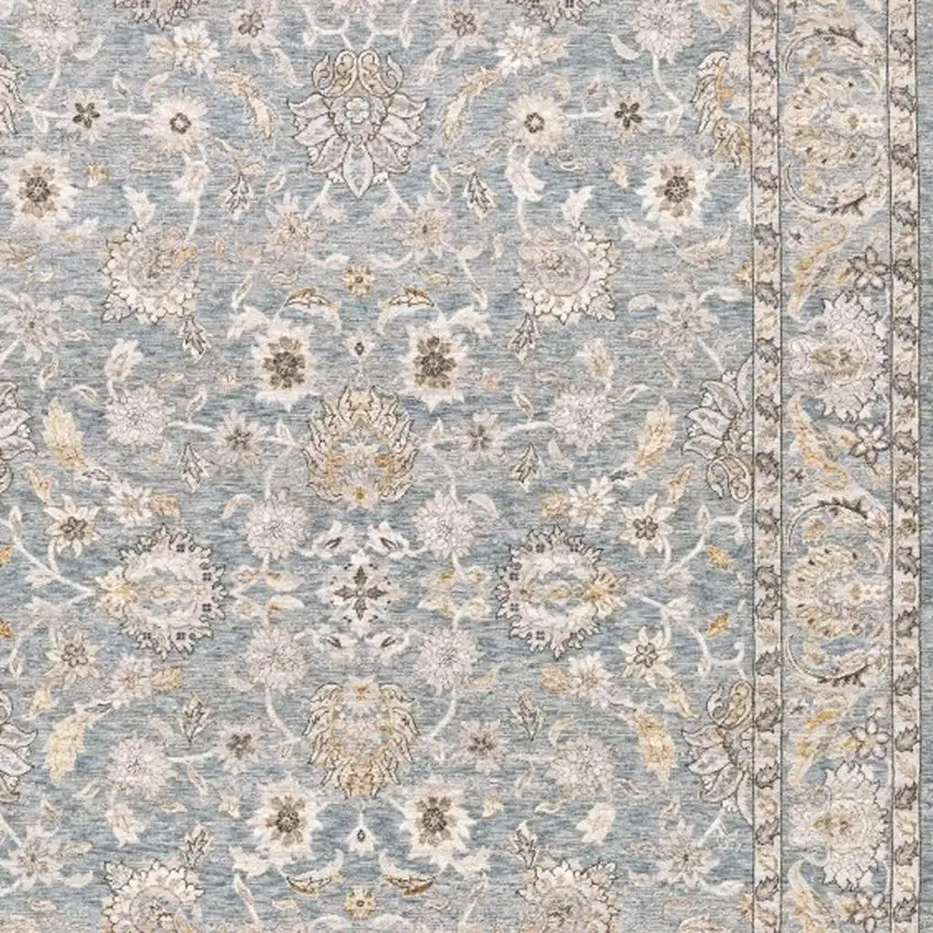 Blue And Ivory Oriental Distressed Area Rug Photo 5