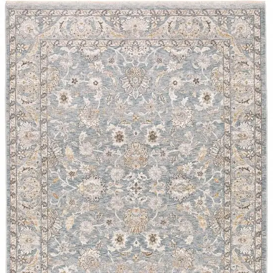Blue And Ivory Oriental Distressed Area Rug Photo 3
