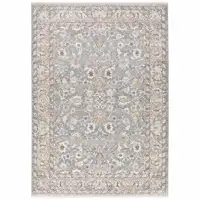 Photo of Blue Ivory Machine Woven Floral Oriental Indoor Area Rug