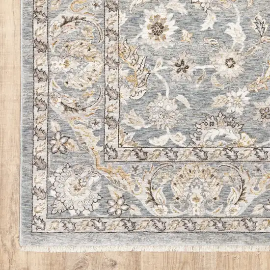 Blue And Ivory Oriental Distressed Area Rug Photo 7