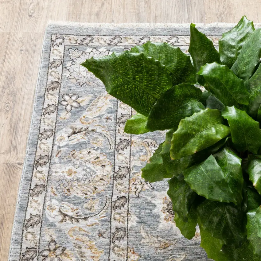 Blue And Ivory Oriental Distressed Area Rug Photo 6