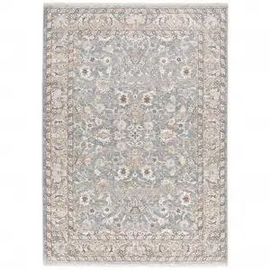 Photo of Blue Ivory Machine Woven Floral Oriental Indoor Area Rug