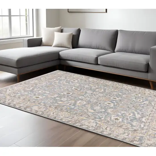 Blue And Ivory Oriental Distressed Area Rug Photo 1