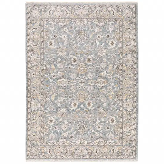 Blue And Ivory Oriental Distressed Area Rug Photo 2