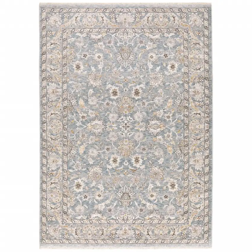 Blue And Ivory Oriental Distressed Area Rug Photo 2