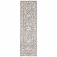 Photo of Blue Ivory Machine Woven Floral Oriental Indoor Runner