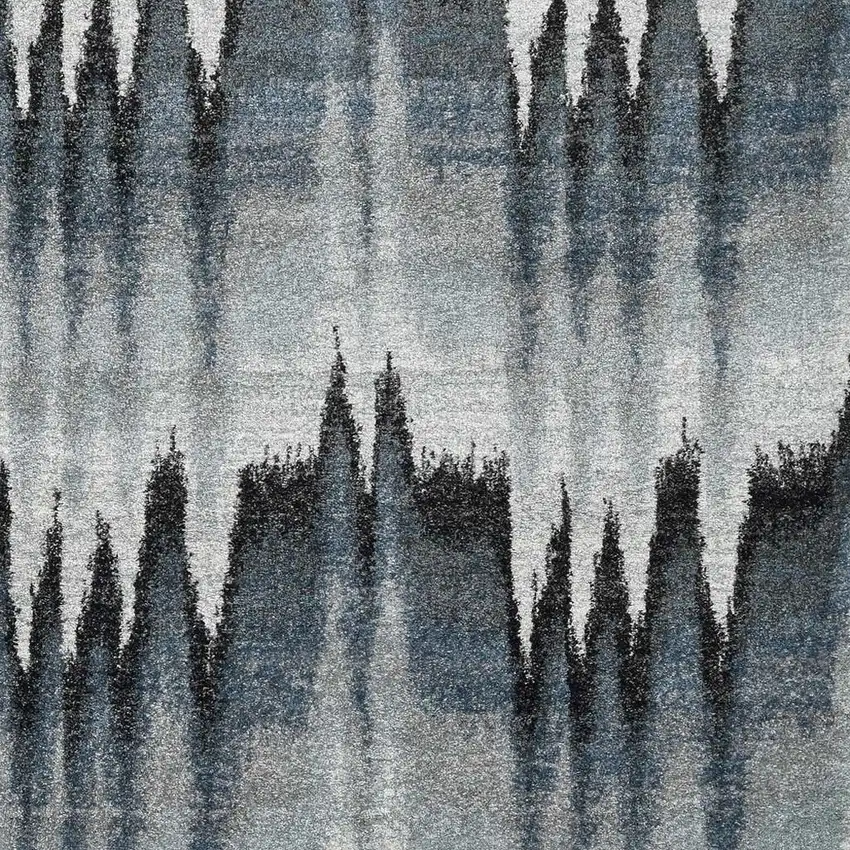 Ivory Blue And Gray Abstract Area Rug Photo 4