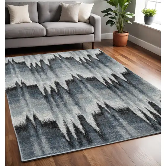 Ivory Blue And Gray Abstract Area Rug Photo 1