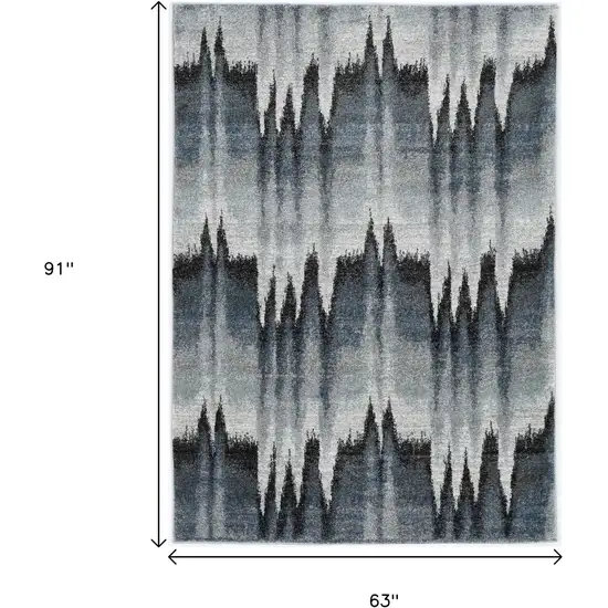 Ivory Blue And Gray Abstract Area Rug Photo 3